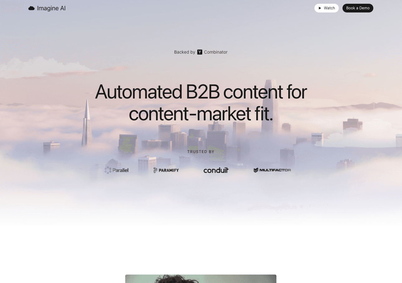Imagine AI landing page design